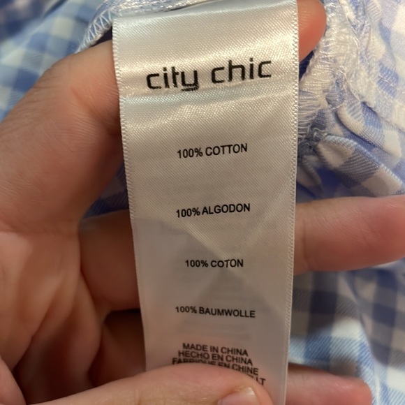 City Chic Gingham Wrap Mini Dress in Sky Gingham SZ 18 NWT - Picture 6 of 7